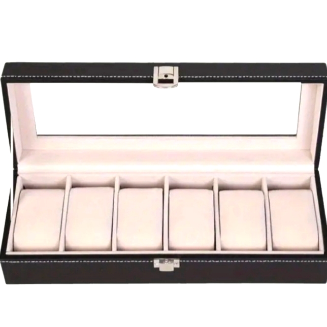 Nwot Watch Case Box For Men 6 Slot Watch Box